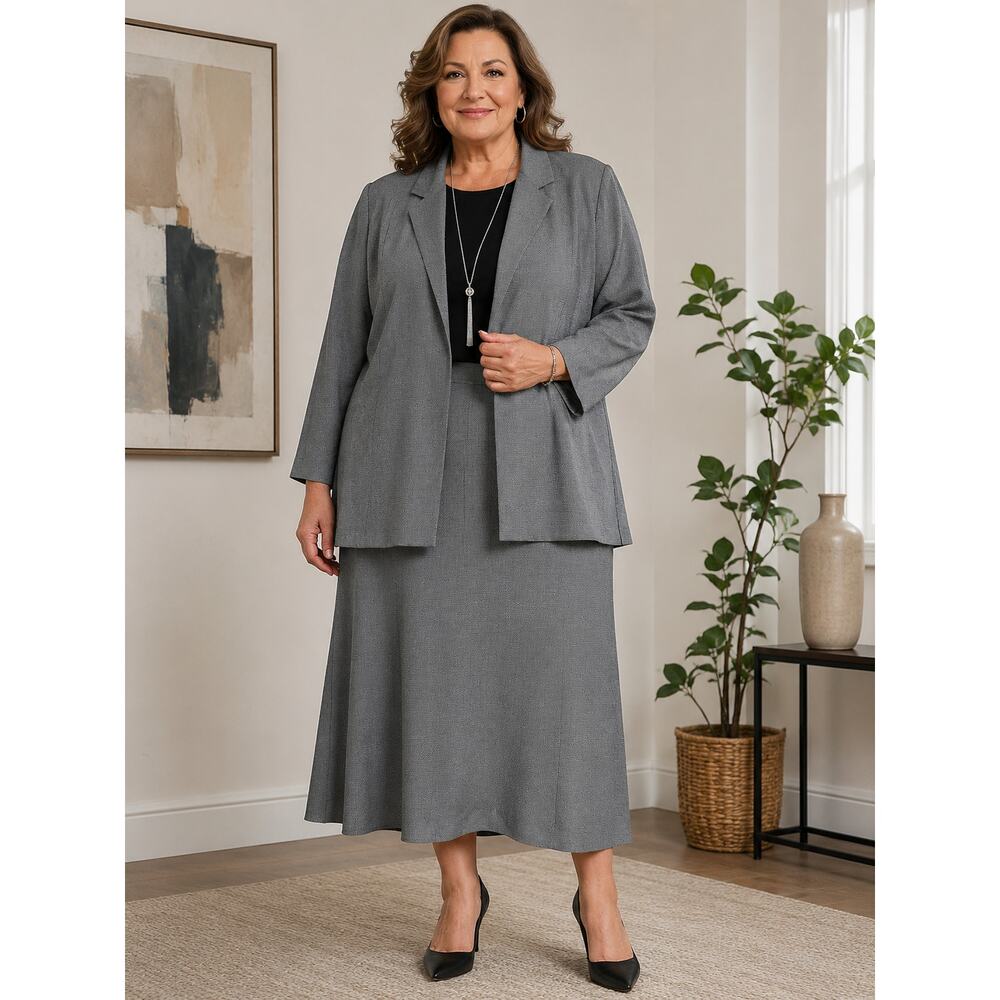 Maggie Barnes Skirt Suit Tunic Length Jacket 4X Midi Skirt 5X Party Graduation